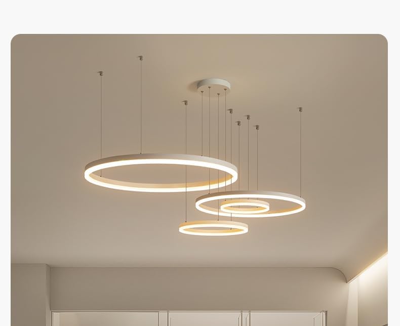 STARRYOL Modern LED Pendant Light | 3-Ring Dimmable Chandelier, 78W