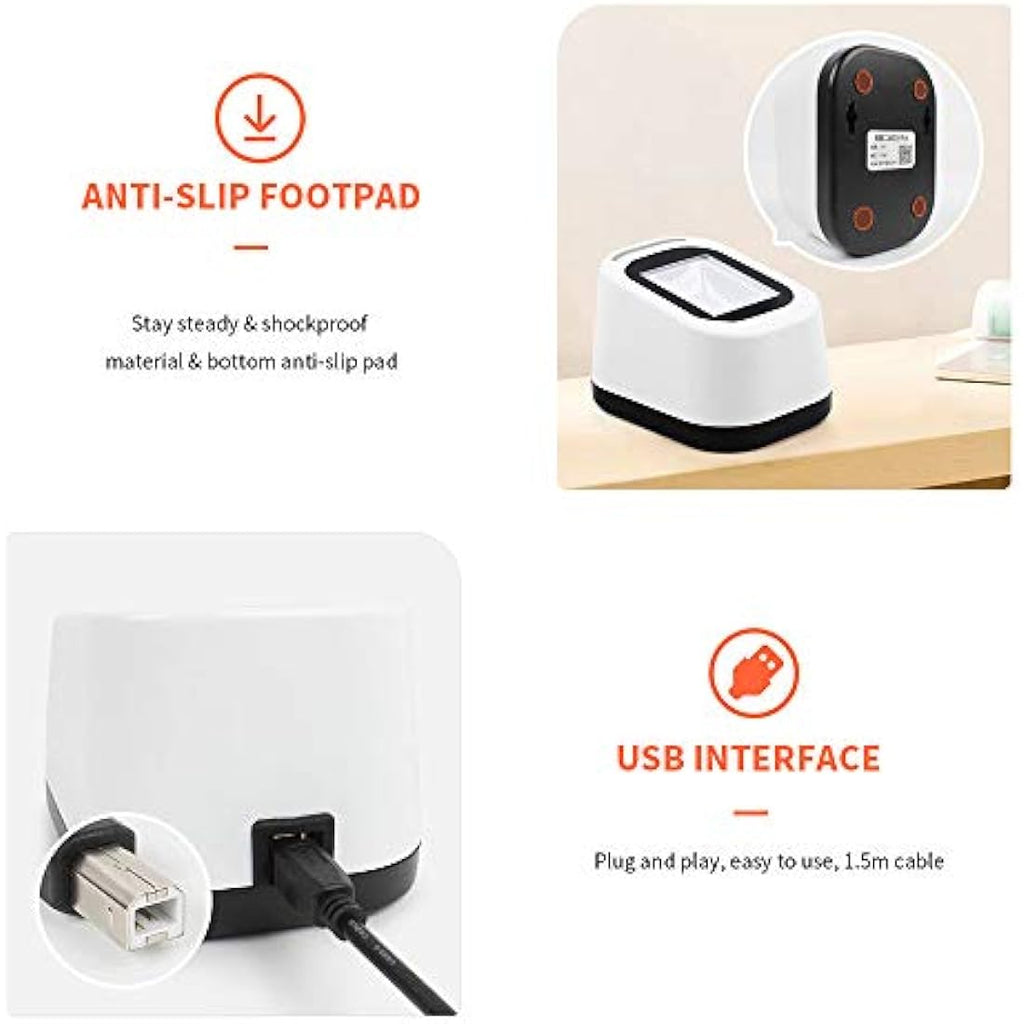 Jolof Store USB Wired Barcode Scanner – 1D/2D QR Code Reader for Retail