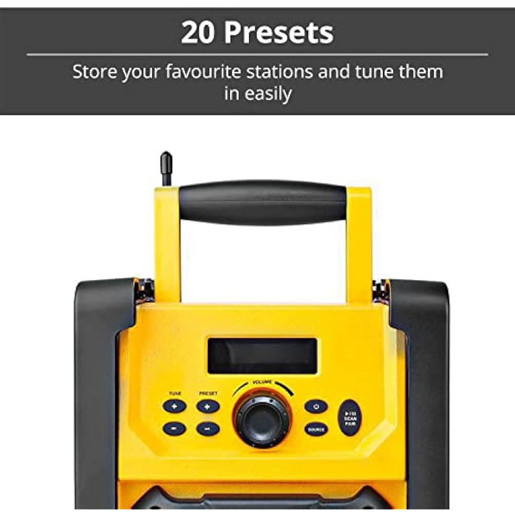 Ex-Pro Jobsite FM Radio | IPX5 Water Resistant Bluetooth Speaker - Yellow