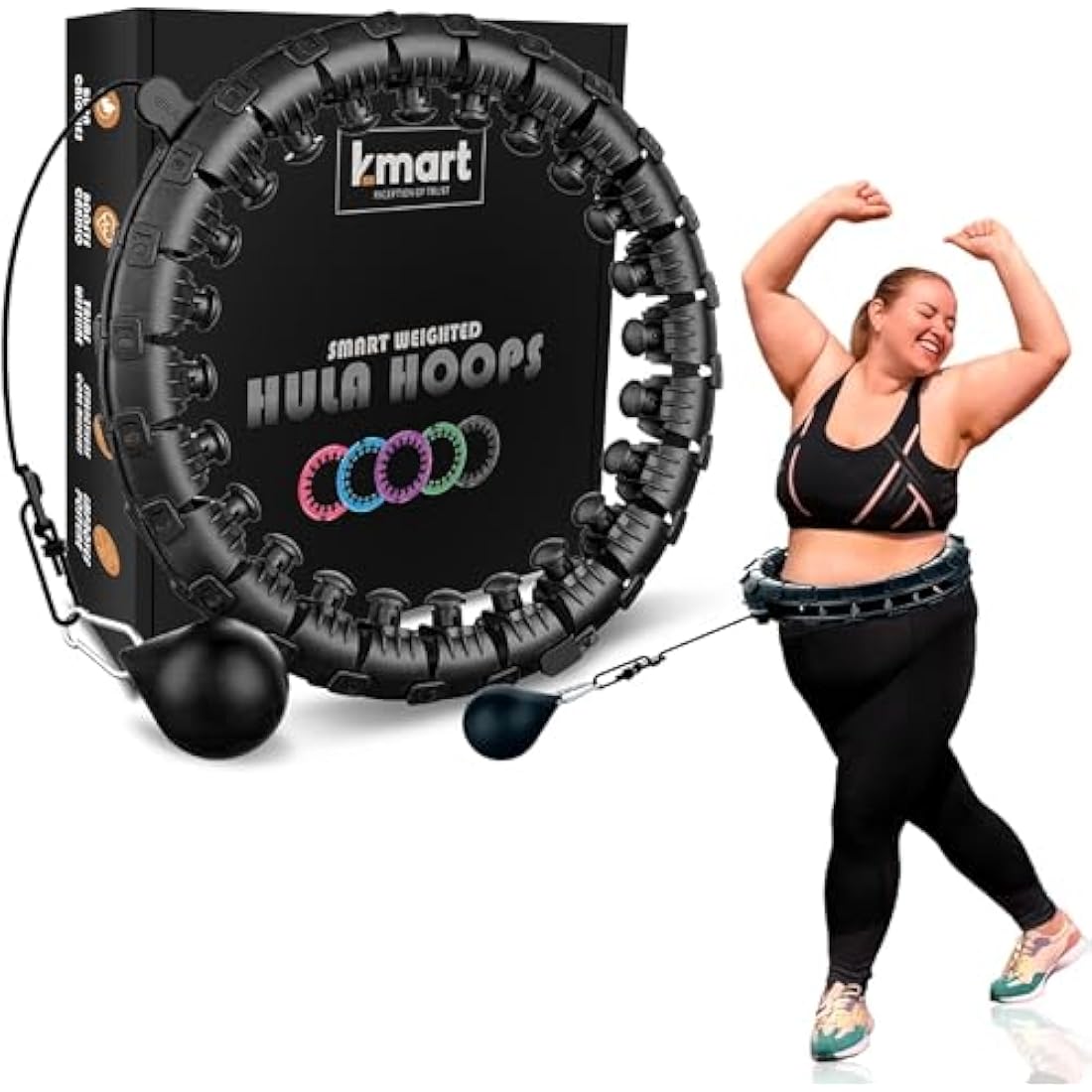 K-MART Smart Weighted Hula Hoop – 24 Detachable Knots for Fitness