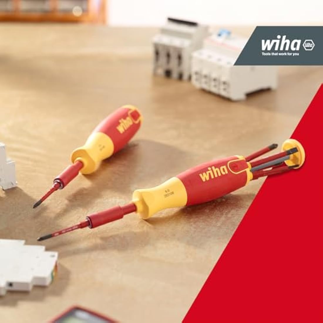 Wiha LiftUp Electric Insulated VDE Screwdriver Set - Red/Yellow