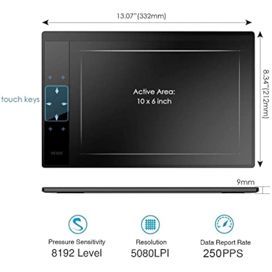VEIKK A30 Graphic Drawing Tablet – 10x6 Inch Pad with Battery-Free Pen