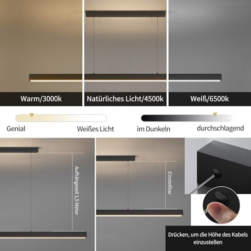 150cm Linear LED Pendant Light | Dimmable Modern Kitchen Lamp