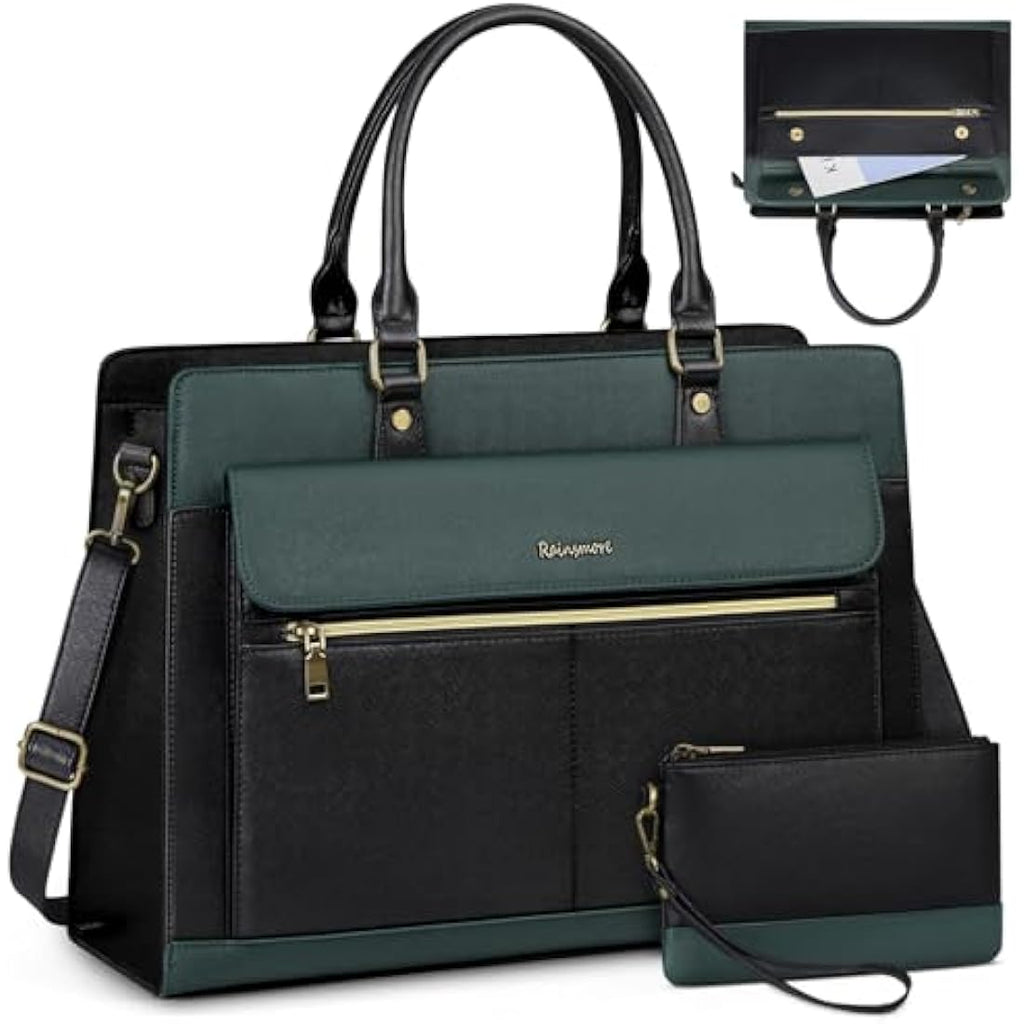 15.6 Inch Laptop Tote Bag | PU Leather Work Handbag - Green
