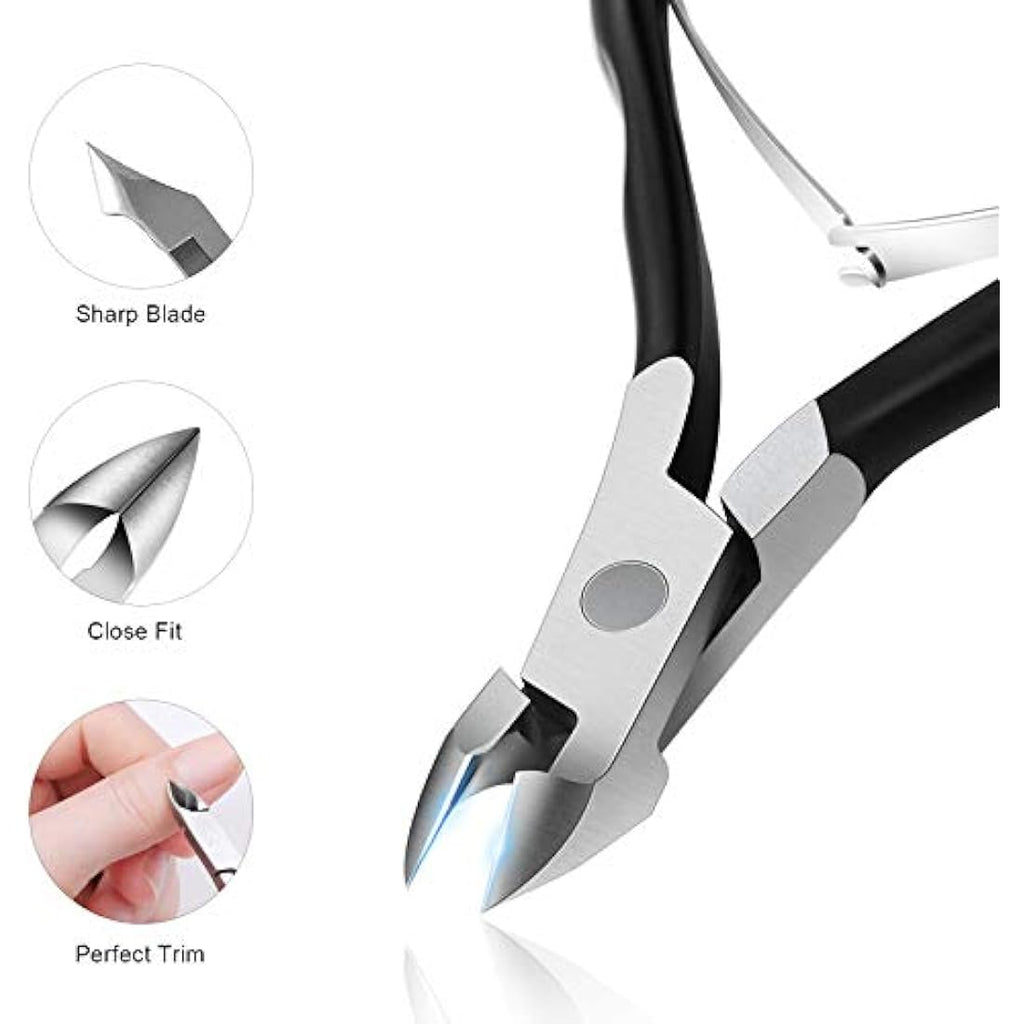 FERYES Professional Cuticle Nippers – Stainless Steel Trimmer, Matt Black