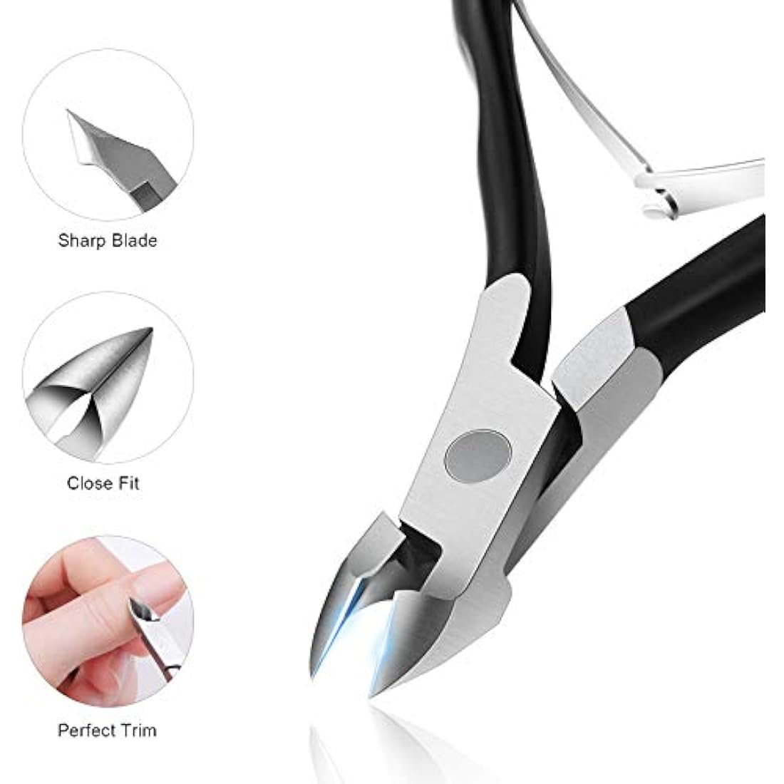 FERYES Professional Cuticle Nippers – Stainless Steel Trimmer, Matt Black