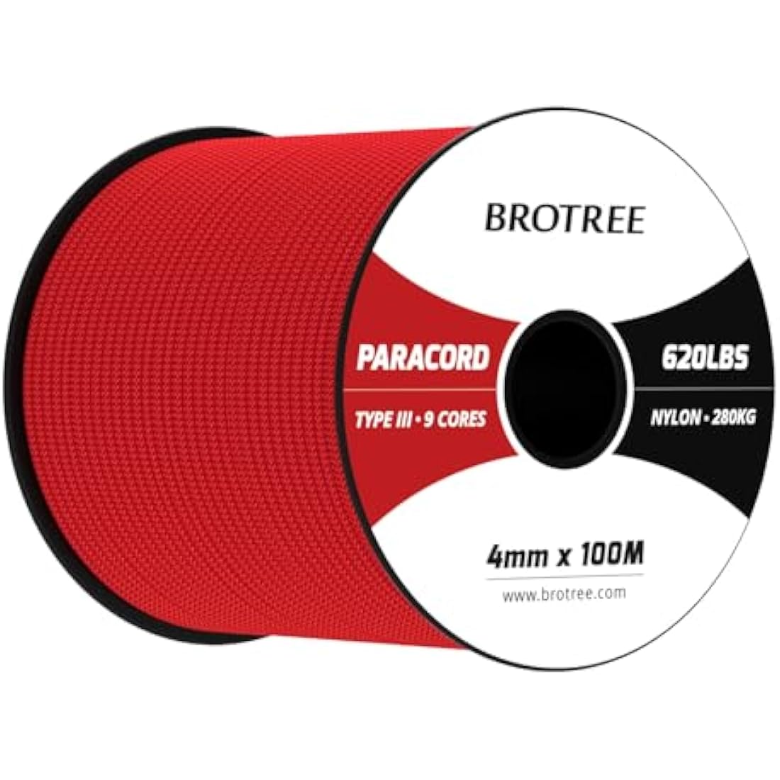 Brotree 4mm 100% Nylon Paracord – 9 Strand 280kg Breaking Load, 100m