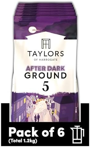 Taylors of Harrogate After Dark Ground Coffee – Dark Roast, 6 x 200g