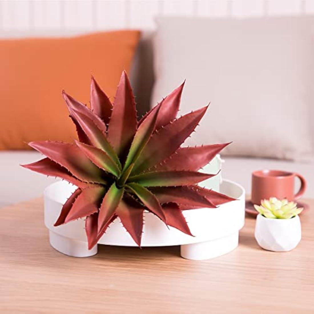 Large Artificial Aloe Plant – 12.5 Inch Faux Succulent (Red)