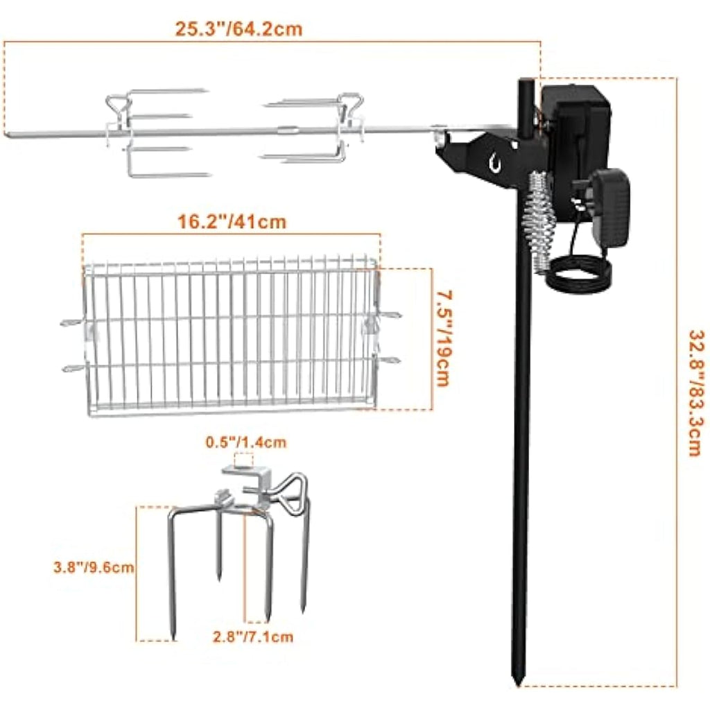 Onlyfire Portable BBQ Rotisserie Grill Kit with Basket and Battery Motor