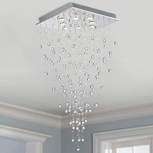 Bestier Modern Crystal Raindrop Chandelier – 8-Light Flush Mount Pendant