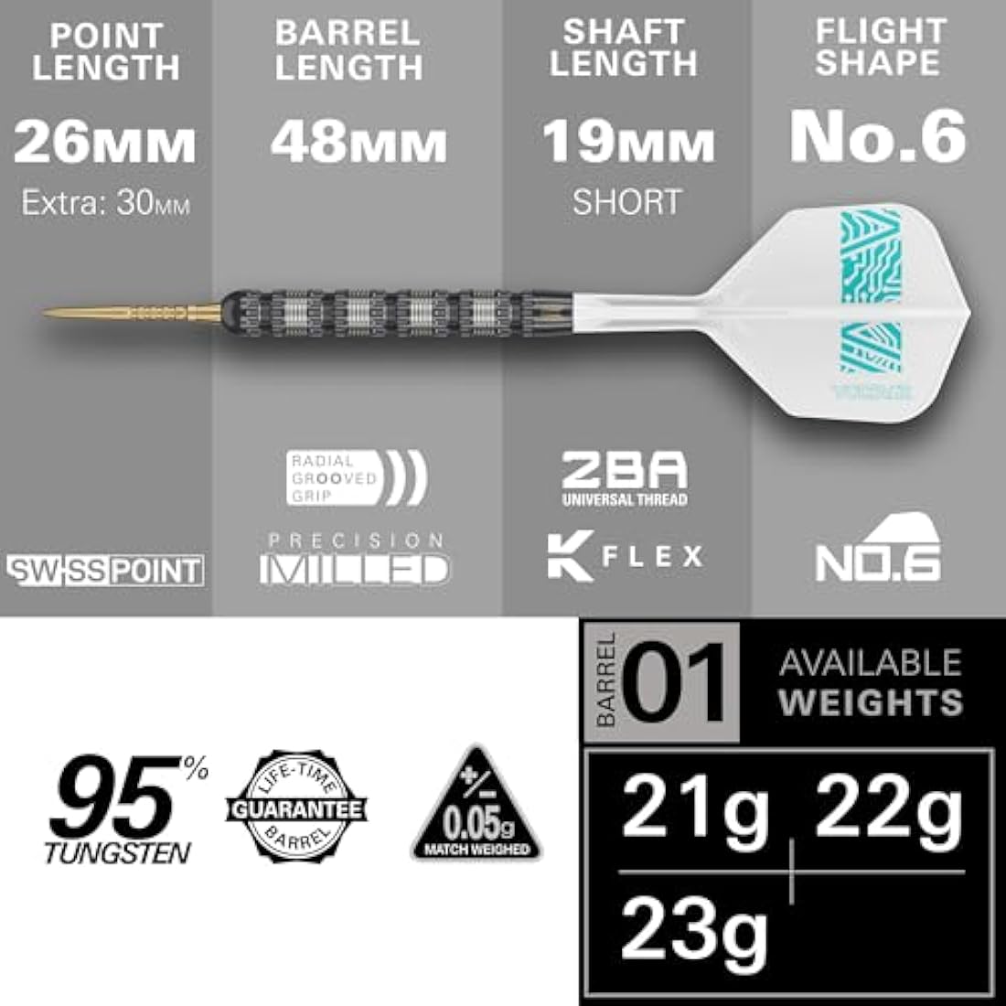 Target Darts Rob Cross 95K Steel Tip Darts – 95% Tungsten Swiss Point Set
