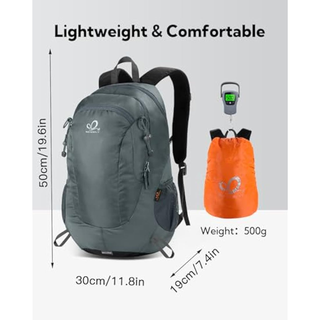 Waterfly 25L Hiking Backpack – Water Resistant Daypack with Rain Cover