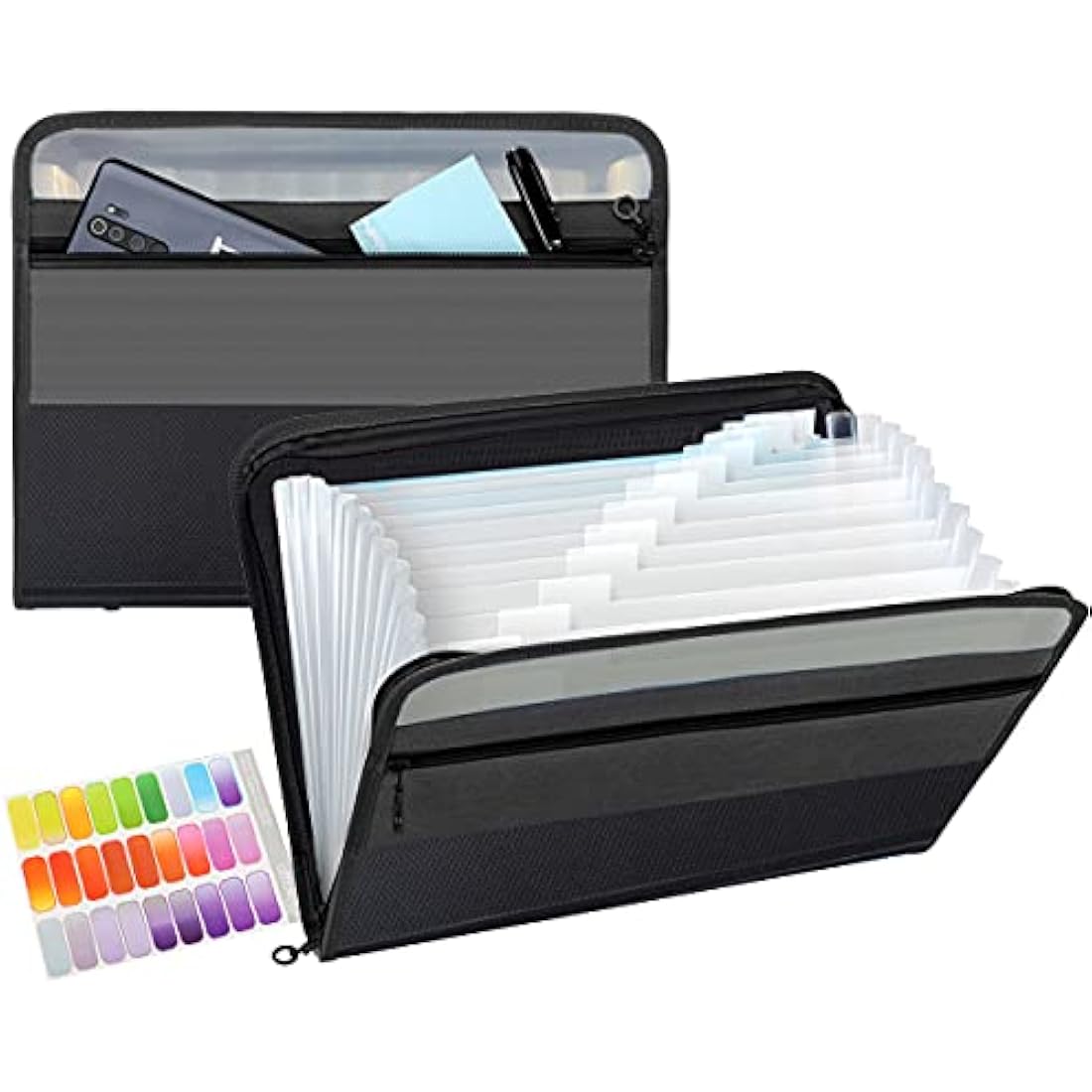 Tranbo 13 Pockets Expanding File Folder | A4 Zippered Document Organizer