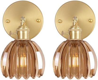 Vintage Gold Wall Sconces – Set of 2 Adjustable Brass Lamps