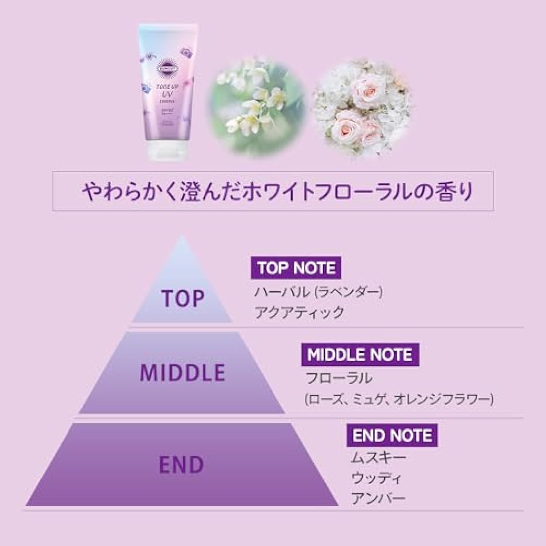 Kose SUNCUT Tone Up UV Essence Lavender SPF50+ Sunscreen - 80g