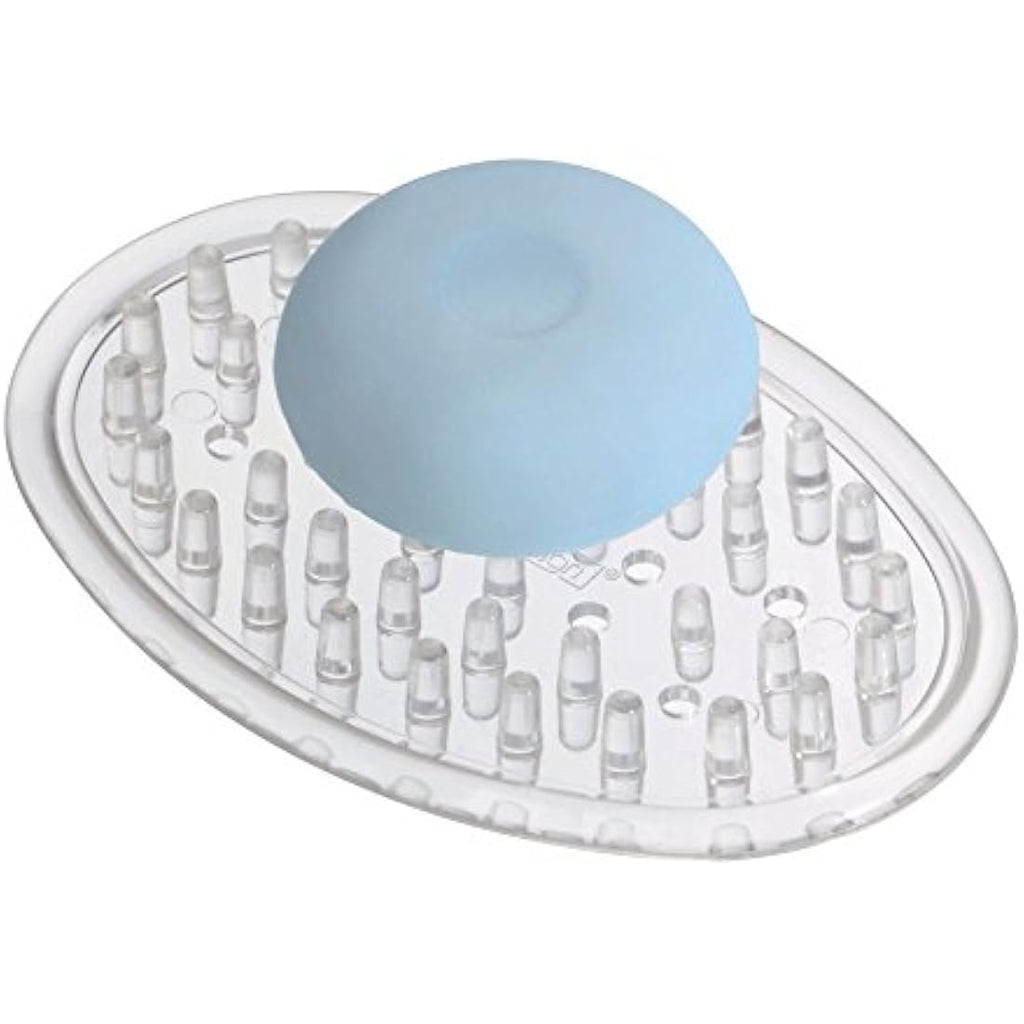 iDesign Oval Soap Dish Set of 3 – Clear Plastic Soap Holder for Bathroom