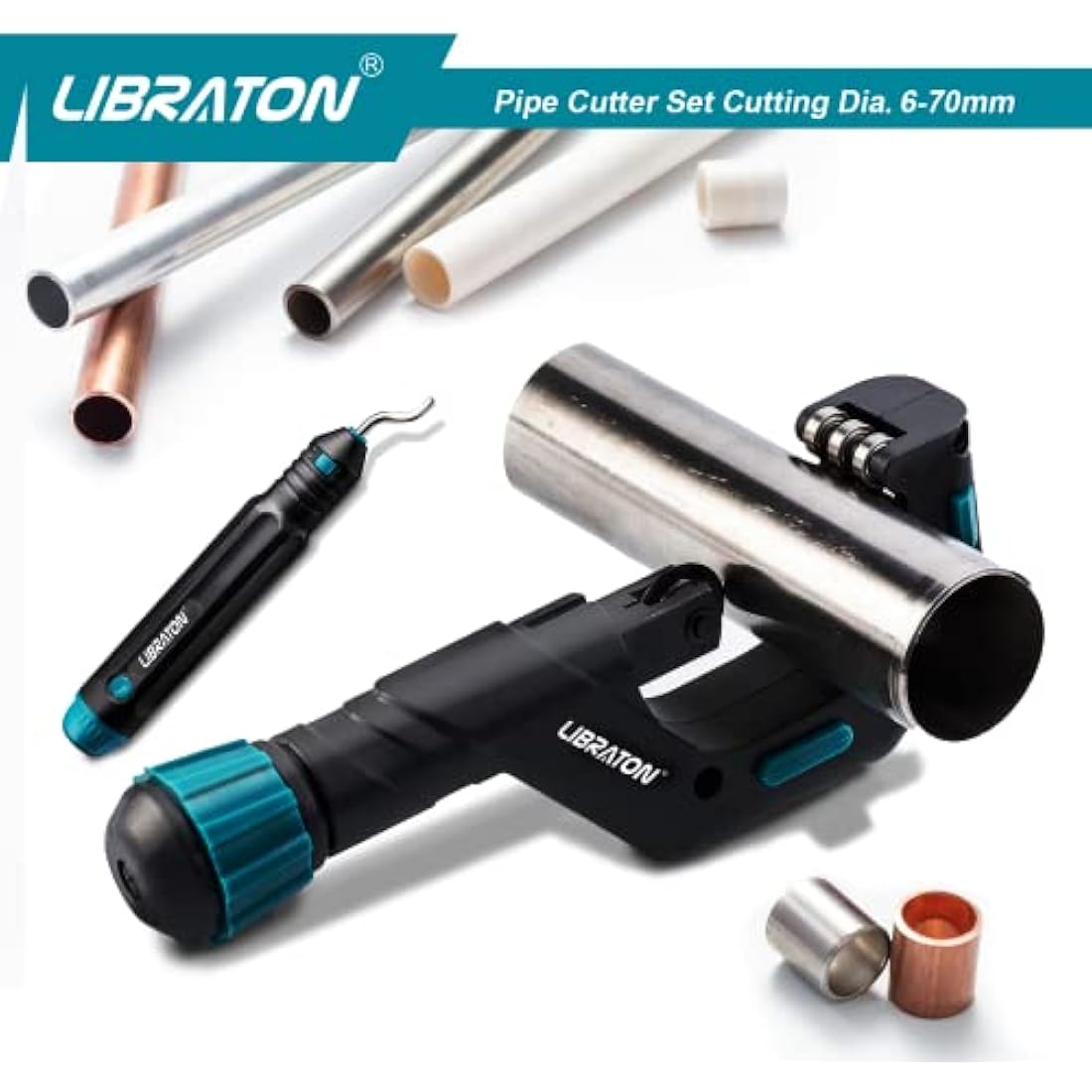 Libraton Heavy-Duty Pipe Cutter 6-70mm with Deburring Tool for Copper