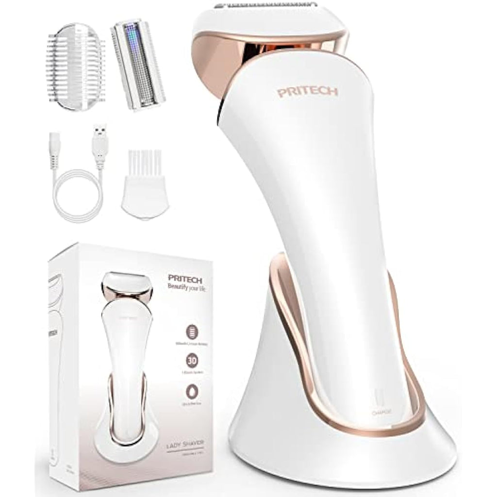 PRITECH Electric Shaver for Women – Cordless Wet & Dry Lady Razor