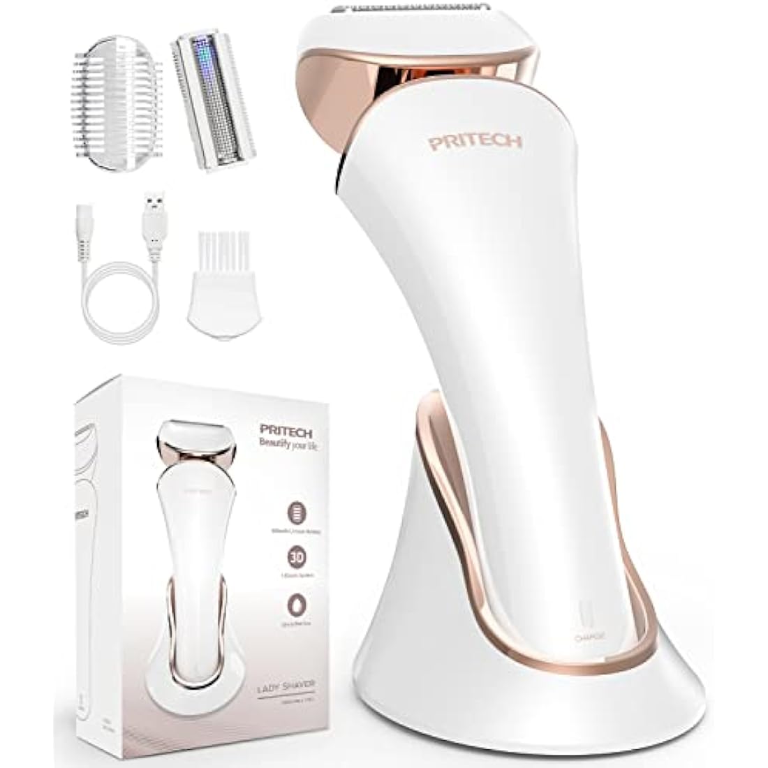 PRITECH Electric Shaver for Women – Cordless Wet & Dry Lady Razor