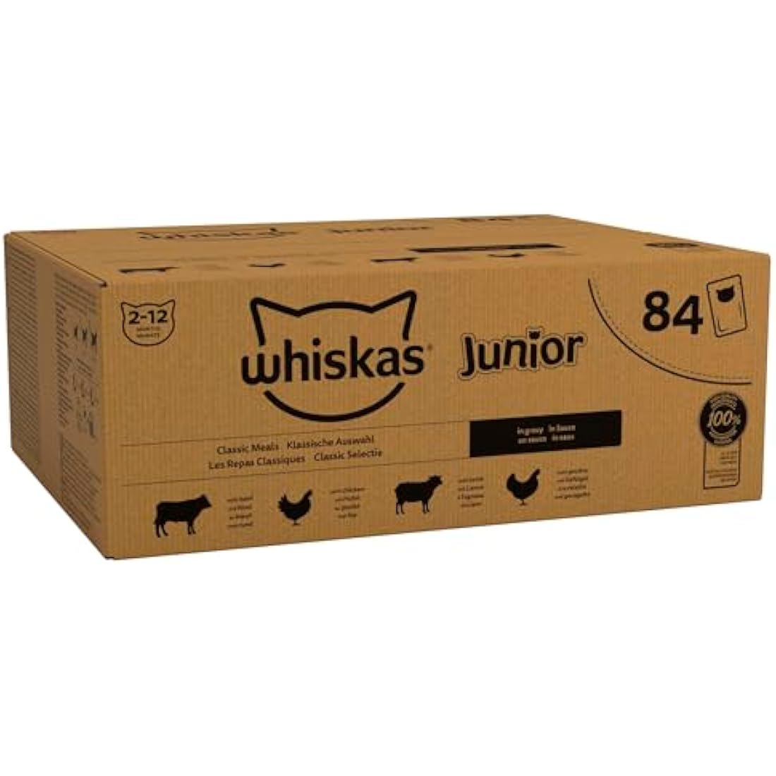 Whiskas Junior Wet Kitten Food Pouches – Mixed Selection in Gravy (84 Pack)