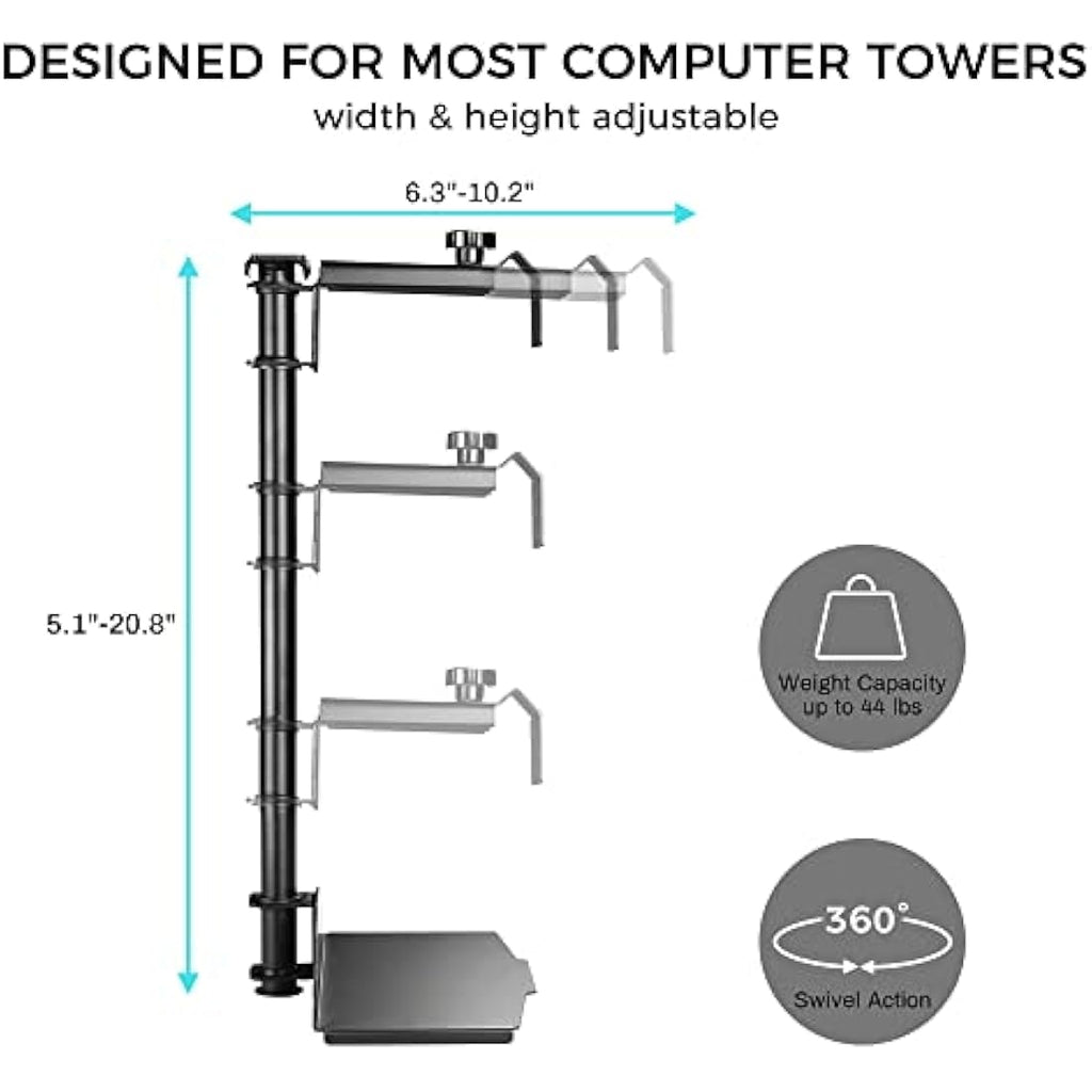 Eureka Ergonomic Under Desk PC Mount | 360° Swivel CPU Holder, Black
