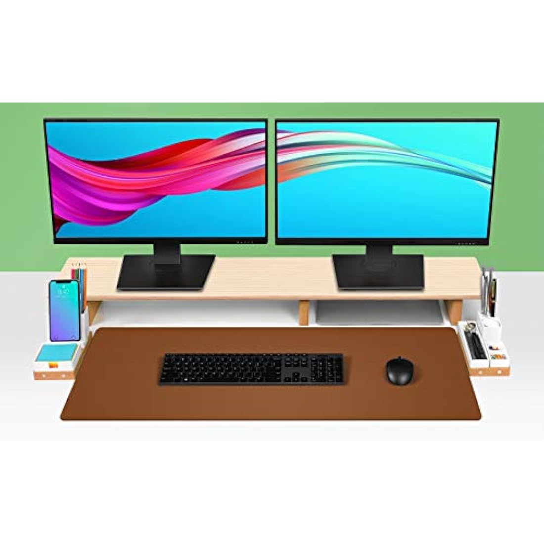 PU Leather Desk Mat – Non-Slip Waterproof Blotter, Brown