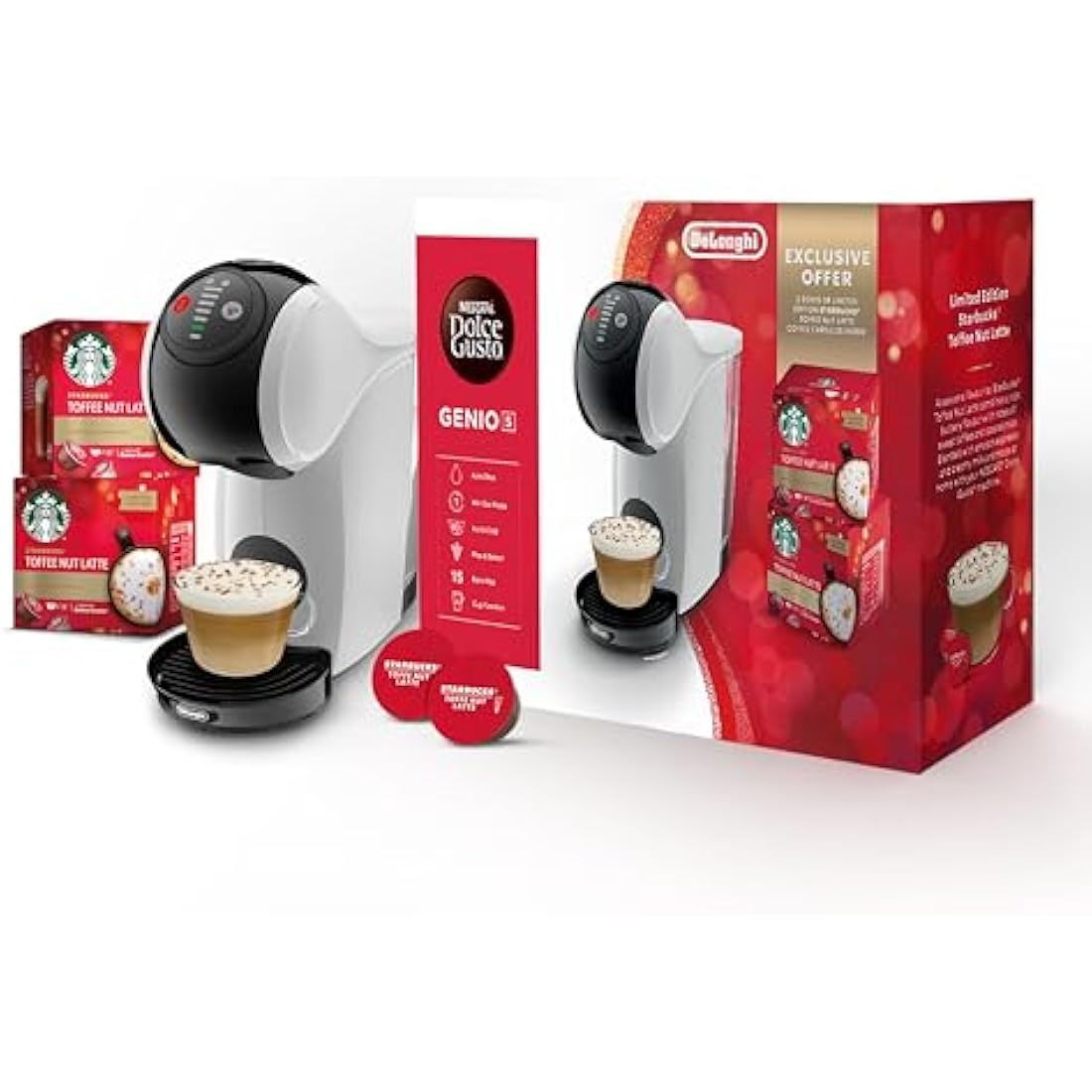 De'Longhi Dolce Gusto Genio S Pod Coffee Machine - White & Latte Bundle