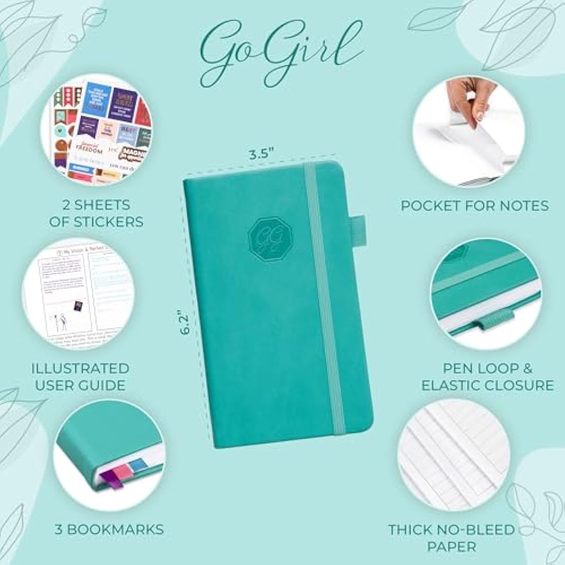 GoGirl Undated Pocket Weekly Planner – Eco-Leather Goal Organizer