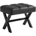 IBUYKE Square PU Leather Footrest Stool | Modern Metal X-Leg Side Table