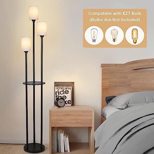 Rayofly 3-Light Shelf Floor Lamp – Industrial Standing Lamp with Shelves