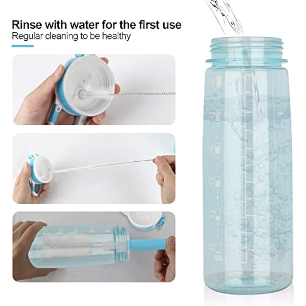 VENNERLI 800ml Tritan Sports Water Bottle with Straw and Time Marking