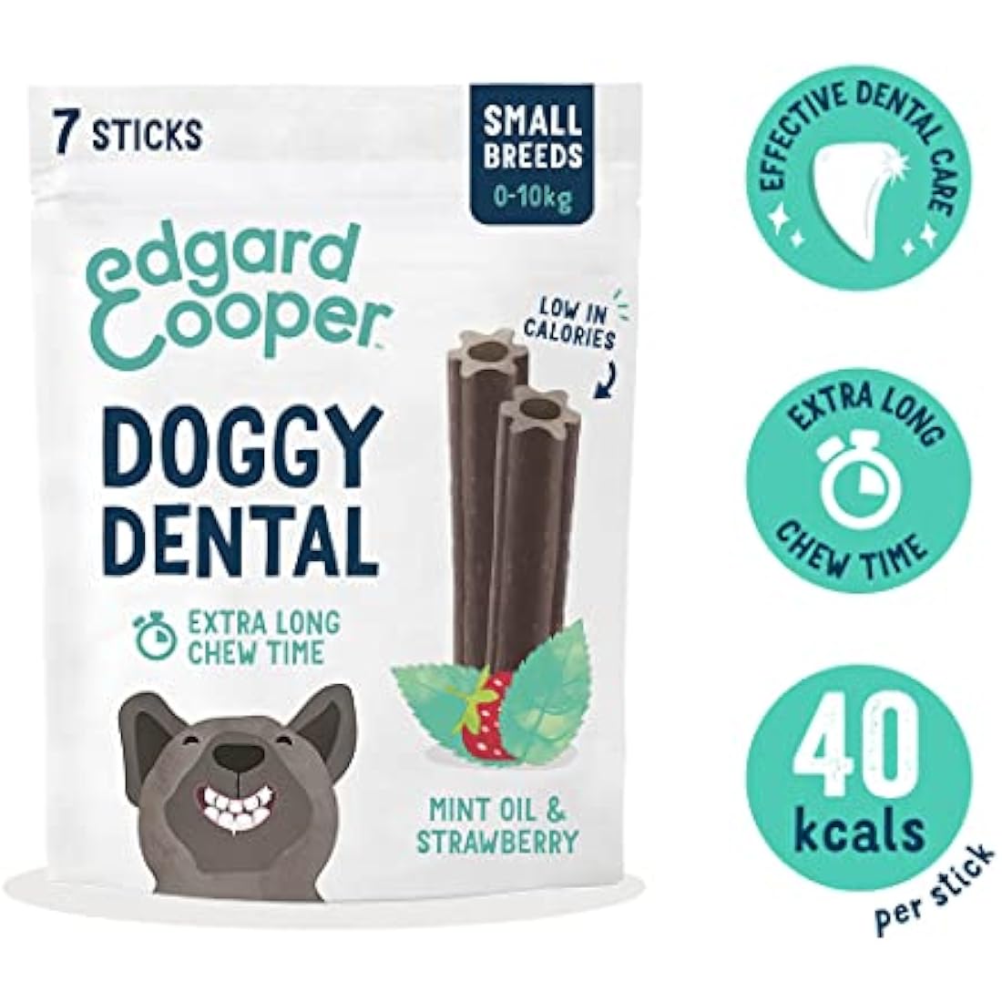 Edgard & Cooper Dog Dental Sticks – Mint & Strawberry (56 Pack) Small