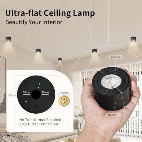 GeyouLux Dimmable LED Ceiling Spotlight - 5W 3CCT Adjustable White 4-Pack