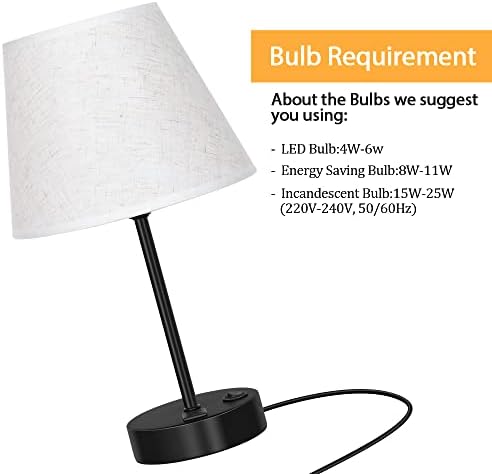 LIANTRAL Bedside Lamps Set of 2 | USB Charging Ports & Linen Shades