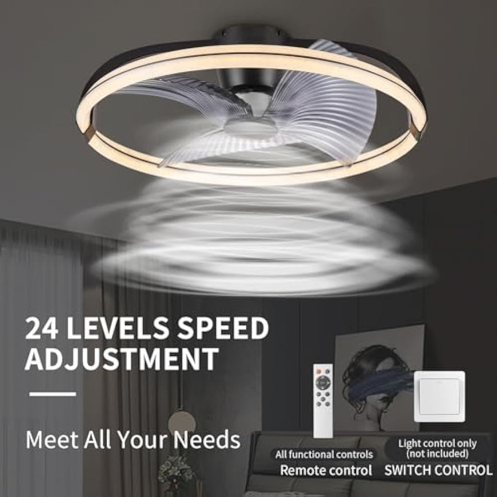 BKZO 73cm LED Ceiling Fan Light | 6-Speed Stepless Dimming Modern Fan