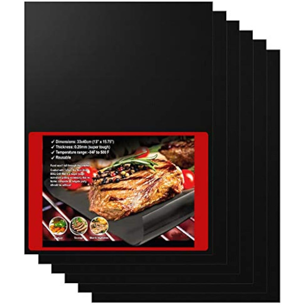 6-Pack Non-Stick Oven Liners | Reusable BBQ Grill Mats