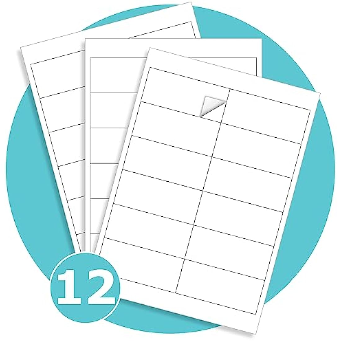 Triplast A4 Printer Labels - 12 Per Sheet - 600 White Adhesive Stickers