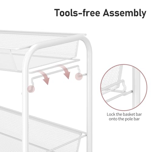 APEXCHASER 4-Tier Metal Rolling Utility Cart | Mobile Storage Trolley