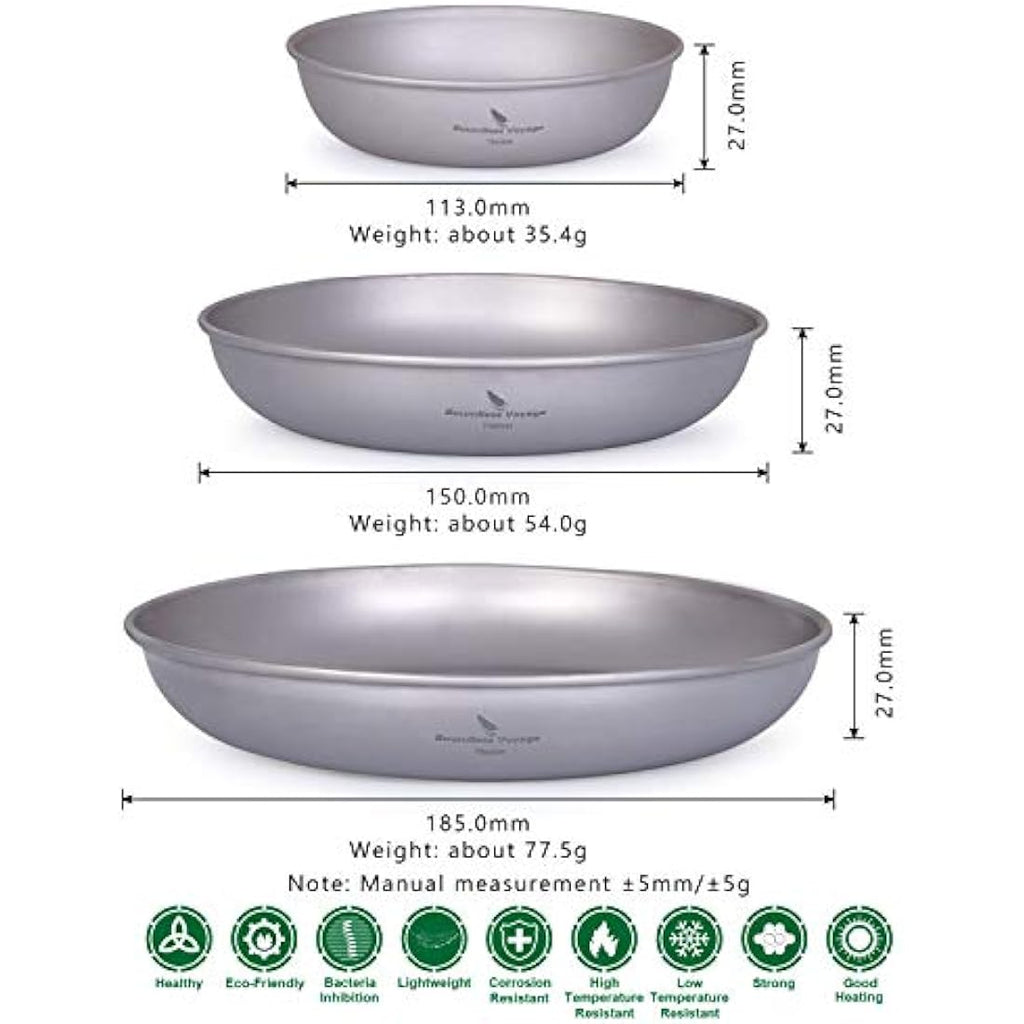 Boundless Voyage Ultralight Titanium Camping Plate – Outdoor Mess Kit