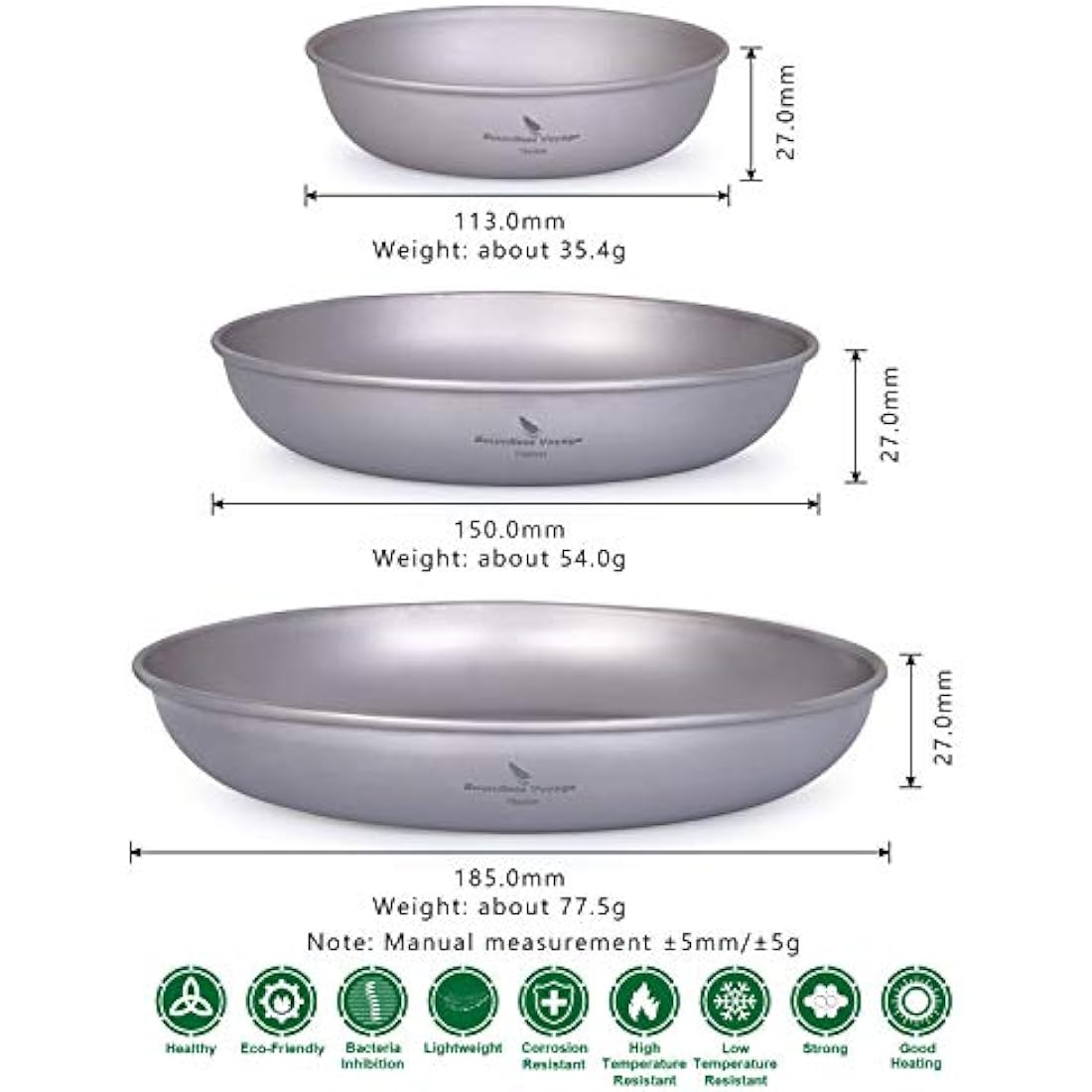Boundless Voyage Ultralight Titanium Camping Plate – Outdoor Mess Kit