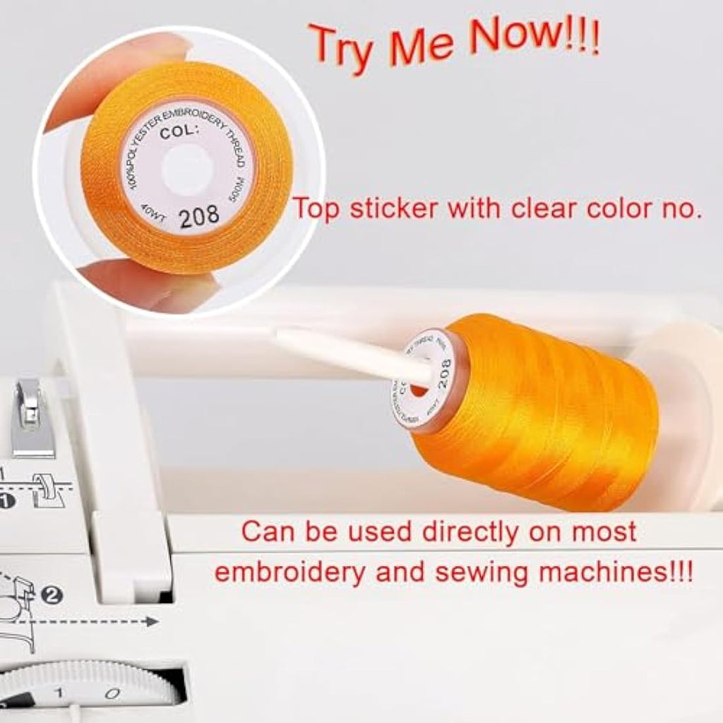 New brothread 40 Colors Polyester Machine Embroidery Thread Kit – 500M Spools