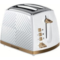 Russell Hobbs Groove 2-Slice Toaster | White with Gold Accents | 850W