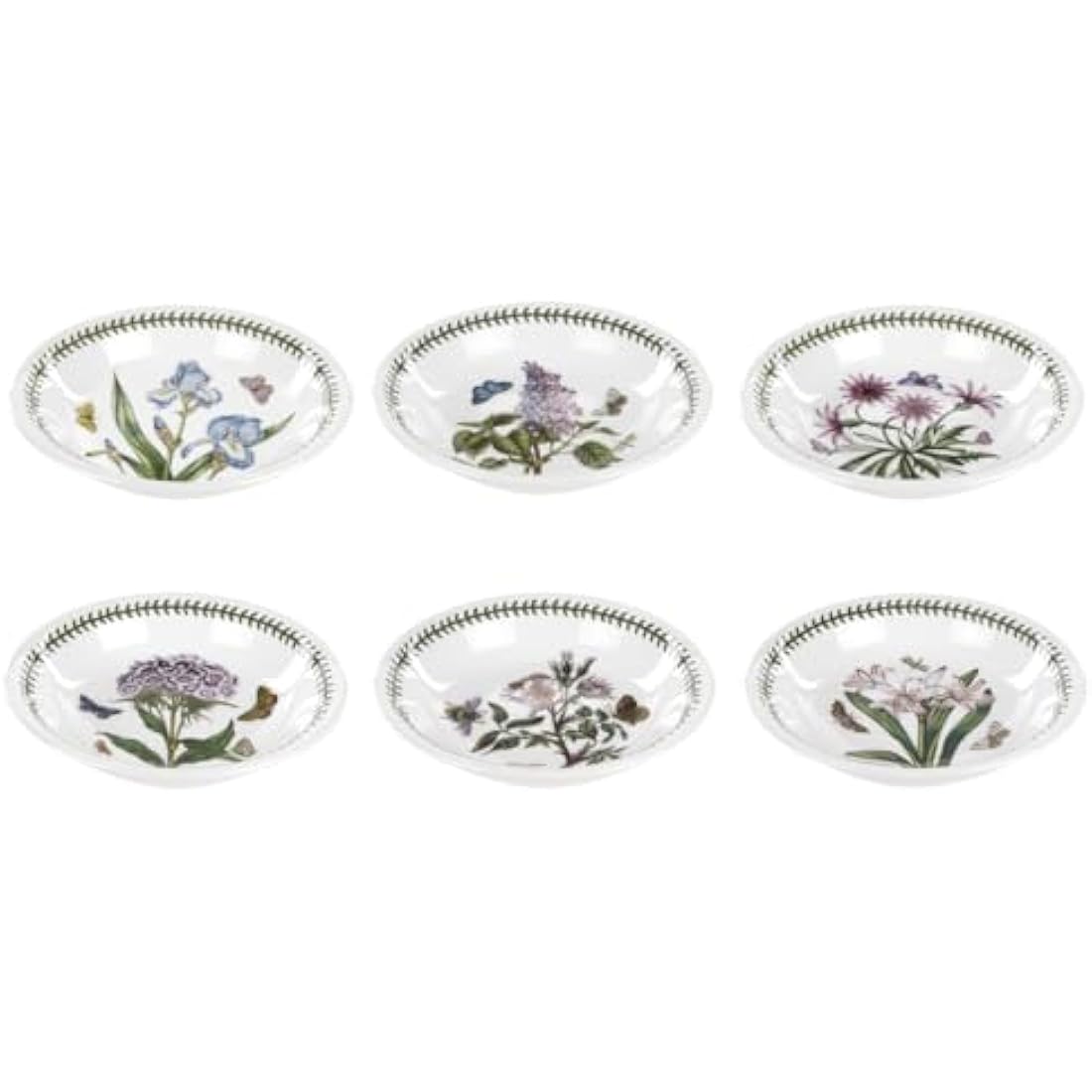 Portmeirion Botanic Garden Pasta Bowls - Set of 6 Floral 20cm Ceramics