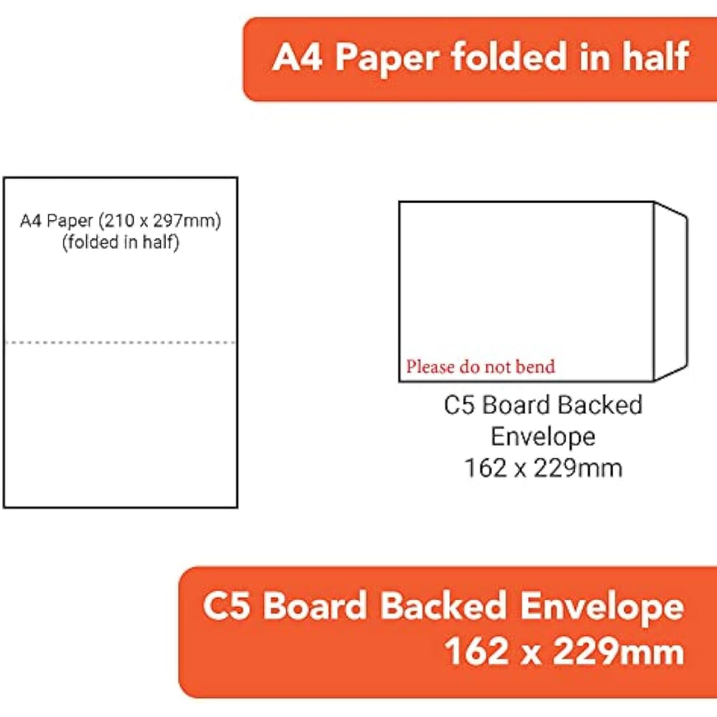 Postmaster C5 A5 Do Not Bend Board Back Envelopes, Brown - 50 Pack