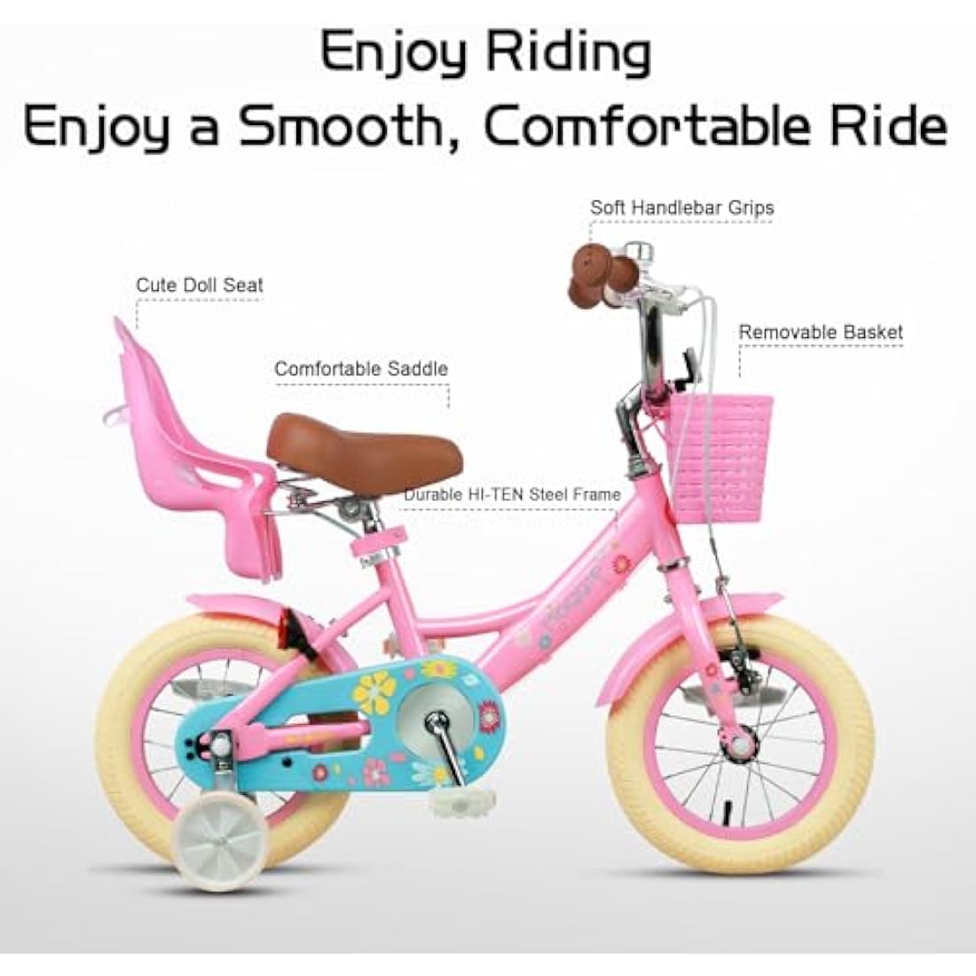 Glerc Maggie 14 Inch Girls Bicycle with Doll Seat and Basket