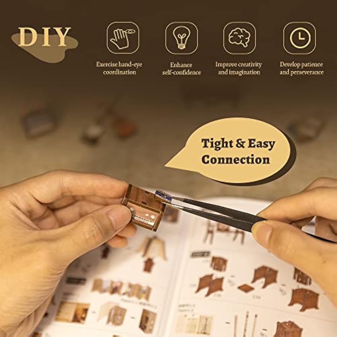 Cutebee Secret Rhythm DIY Book Nook Kit - 3D Wooden Puzzle with LED Light