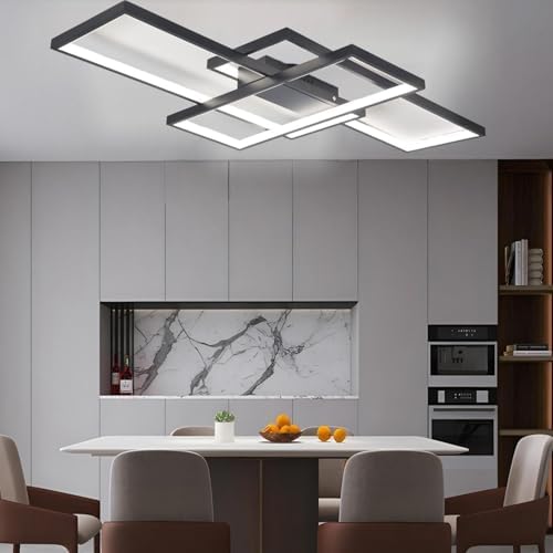 Modern LED Dimmable Ceiling Light | Black Metal & Acrylic