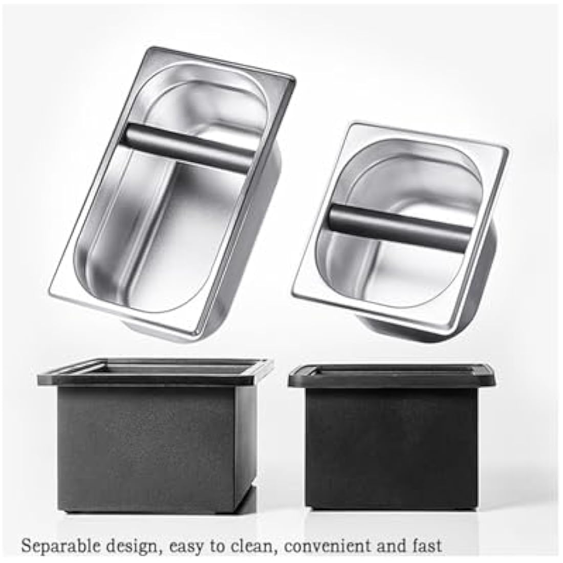 Stainless Steel Espresso Knock Box with Silicone Bar