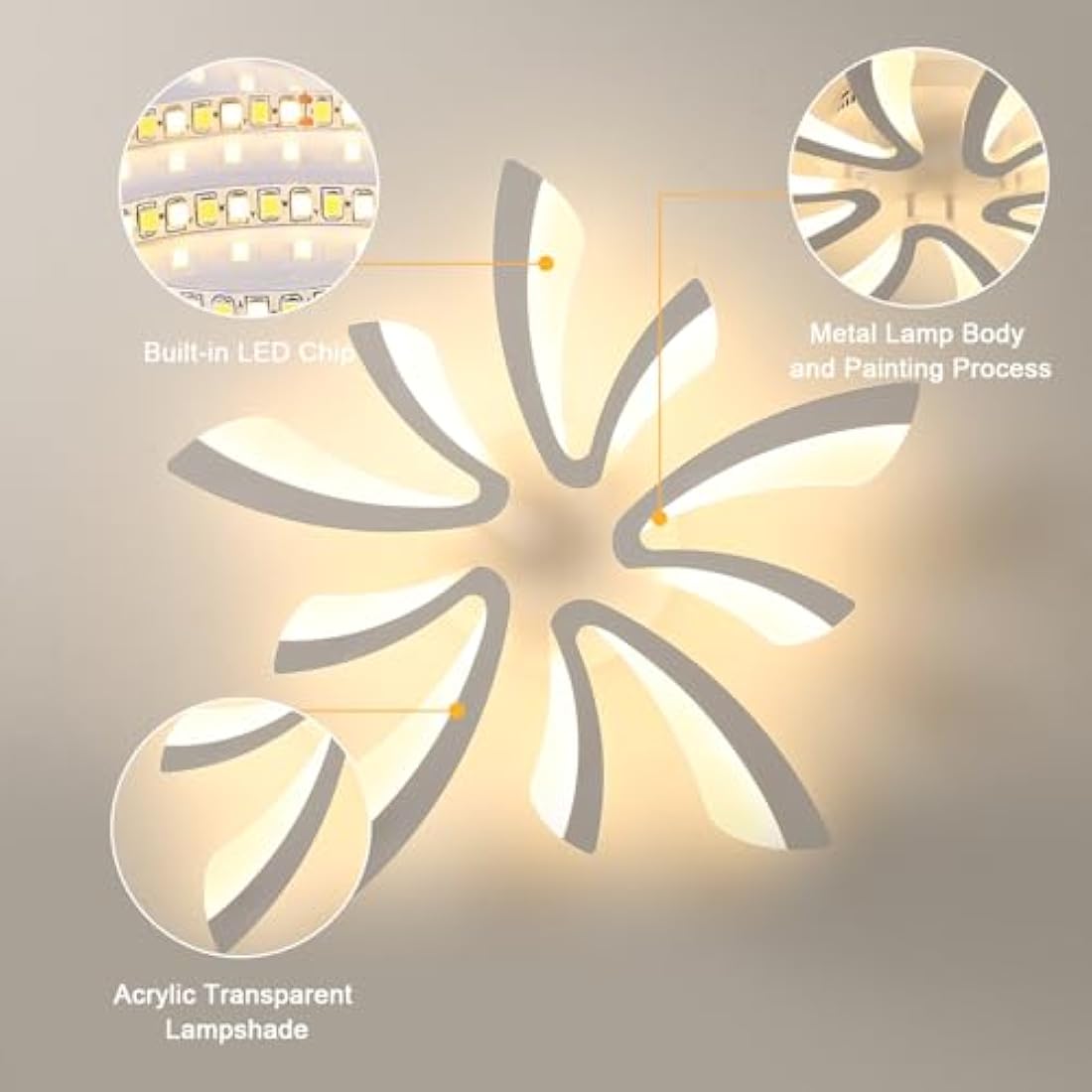 Comely Modern LED Ceiling Light – 50W V-Shaped Acrylic Fixture, 3000K